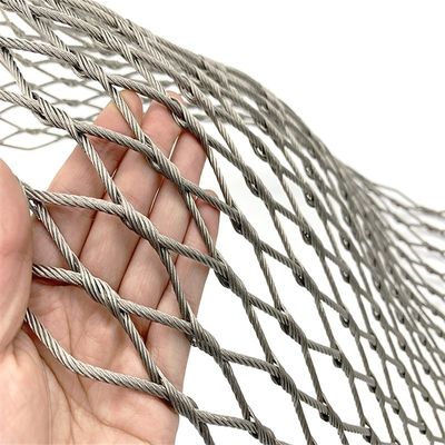 7 × 7 Knoted Type Stainless Steel Cable Mesh Fence Untuk Balustrade Infill System